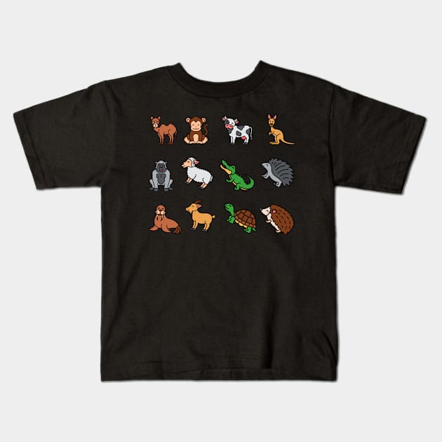 Cute animal zen mode Kids T-Shirt by monicasareen